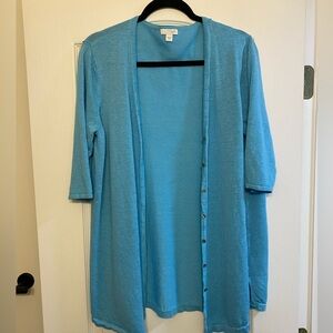 J.Jill V-neck, Short Sleeve, Linen Blend Cardigan. Sz: L